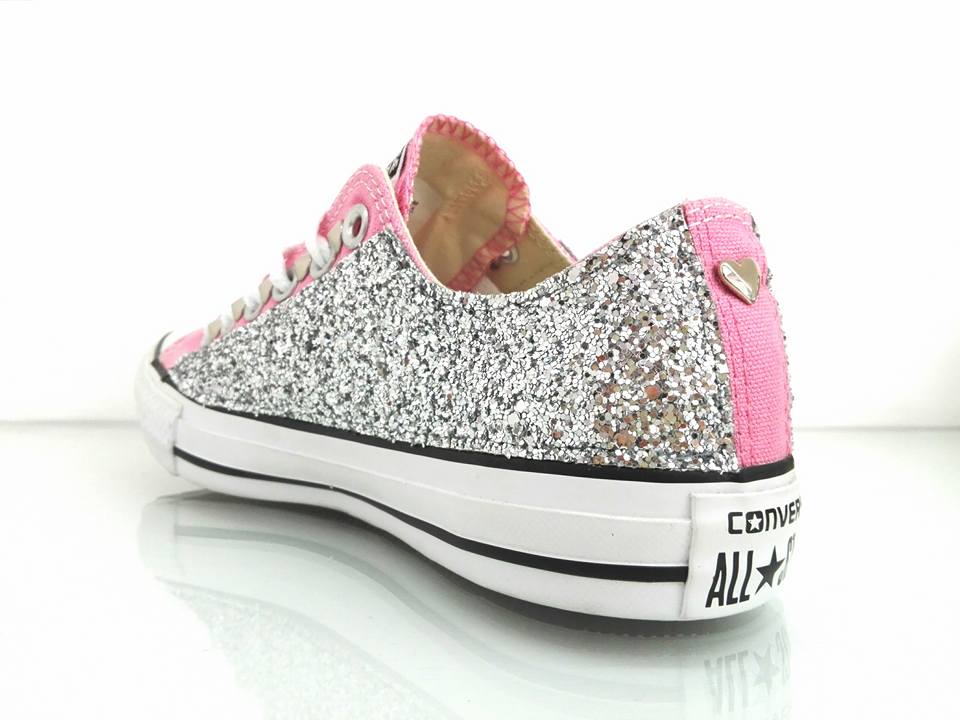 Vendita Online Converse All Star Basse Glitter Argento Rosa Pink - Balzi  Calzature